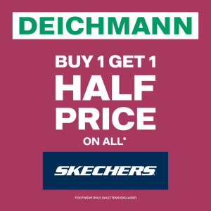 Buy one, get one half price on Skechers at Deichmann